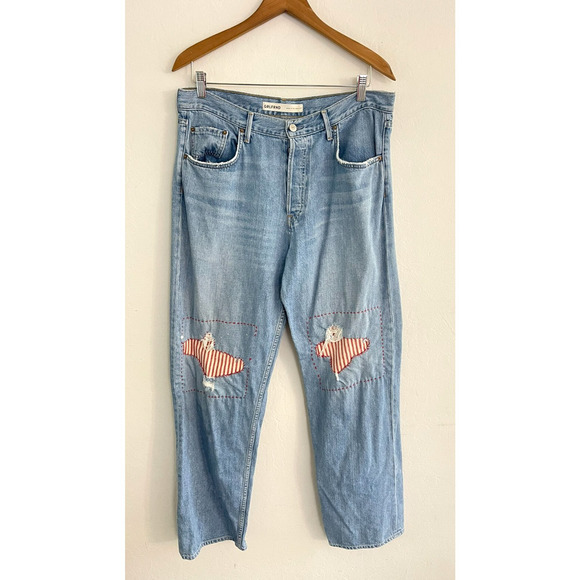 Grlfrnd 30 Jeans The Bella Low Rise Boyrfriend Patchwork Straight Baggy Fit - Picture 2 of 10